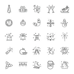 Christmas icons set. New Years icon set.