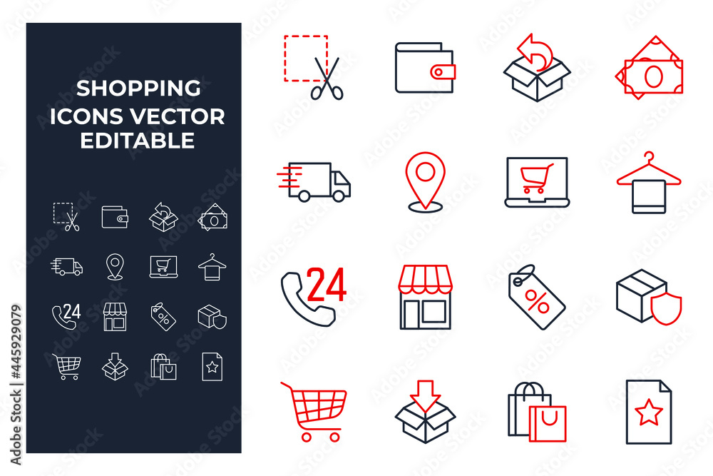 Poster set of shopping elements symbol template for graphic and web design collection logo vector illustrat