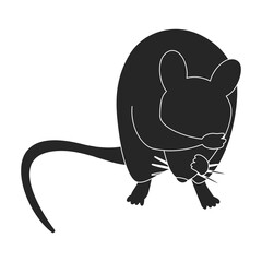 Mouse vector black icon. Vector illustration rat on white background. Isolated black illustration icon of mouse .