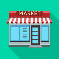 Store vector flat icon. Vector illustration storefront on white background. Isolated flat illustration icon of store .