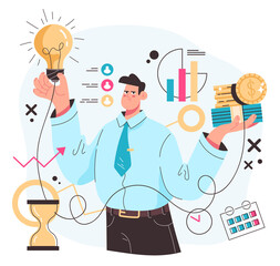 Investment money income increase business success concept. Vector flat modern style graphic illustration