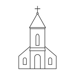Church vector outline icon. Vector illustration building on white background. Isolated outline illustration icon of church.
