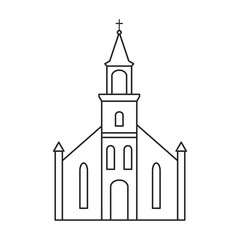Church vector outline icon. Vector illustration building on white background. Isolated outline illustration icon of church.