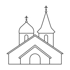 Church vector outline icon. Vector illustration building on white background. Isolated outline illustration icon of church.