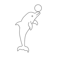 Dolphin vector outline icon. Vector illustration sea animal on white background. Isolated outline illustration icon of dolphin.