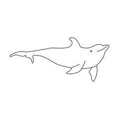 Naklejka na ściany i meble Dolphin vector outline icon. Vector illustration sea animal on white background. Isolated outline illustration icon of dolphin.