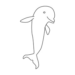 Dolphin vector outline icon. Vector illustration sea animal on white background. Isolated outline illustration icon of dolphin.