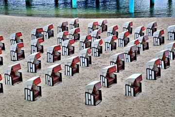 Strandkörbe an der Ostsee - obrazy, fototapety, plakaty