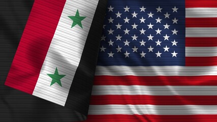 United States of America and Syria Realistic Flag – Fabric Texture 3D Illustration