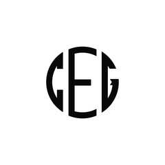 Fototapeta CEG letter logo design. CEG letter in circle shape. CEG Creative three letter logo. Logo with three letters. CEG circle logo. CEG letter vector design logo  obraz