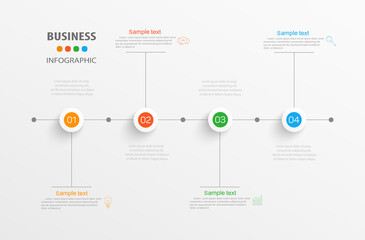 Business infographic template with 4 options, steps or processes. Can be used for workflow layout, diagram, annual report, web design