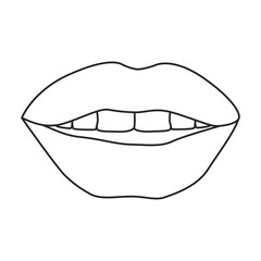 Female lip vector outline icon. Vector illustration mouth on white background. Isolated outline illustration icon of female lip .