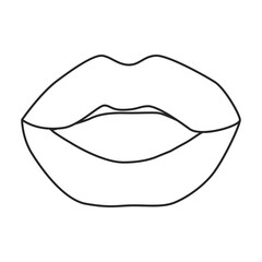 Female lip vector outline icon. Vector illustration mouth on white background. Isolated outline illustration icon of female lip .