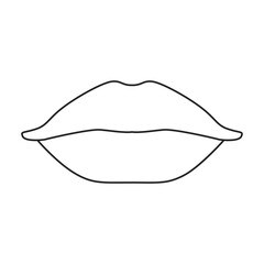 Female lip vector outline icon. Vector illustration mouth on white background. Isolated outline illustration icon of female lip .