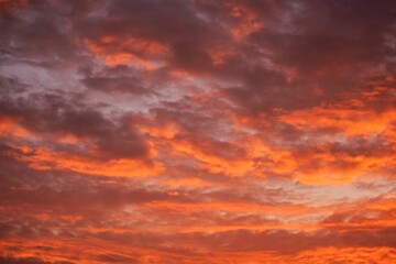 red sunset sky with clouds