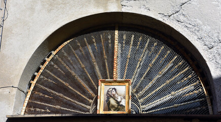 arch in the historic center of Genoa Italy