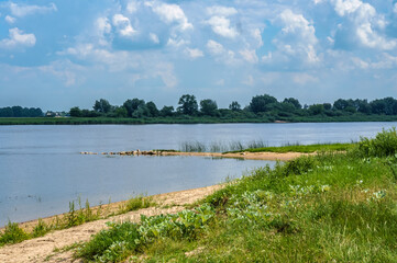 Lake or fishing pond. Landscape a beautiful pond. Forest natural pond.