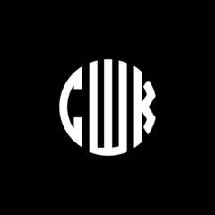 CWK letter logo design. CWK letter in circle shape. CWK Creative three letter logo. Logo with three letters. CWK circle logo. CWK letter vector design logo 