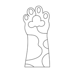 Paw cat vector outline icon. Vector illustration foot on white background. Isolated outline illustration icon of paw cat.