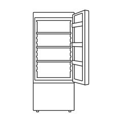Freezer vector outline icon. Vector illustration refrigerator fridge on white background. Isolated outline illustration icon of freezer.