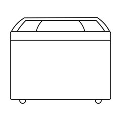 Freezer vector outline icon. Vector illustration refrigerator fridge on white background. Isolated outline illustration icon of freezer.