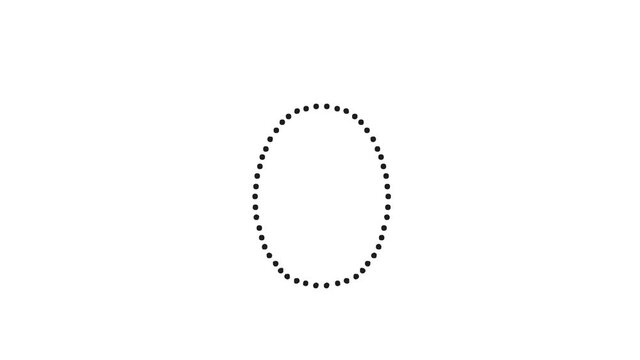 Tutorial for writing English alphabet. Trace the letter O with a pencil isolated on white background. Animated letters sample for children sequential writing of the letter O