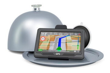 Restaurant cloche with GPS receiver, 3D rendering