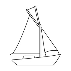 Yacht sail vector outline icon. Vector illustration sailboat on white background. Isolated outline illustration icon of yacht sail .