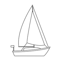 Yacht sail vector outline icon. Vector illustration sailboat on white background. Isolated outline illustration icon of yacht sail .
