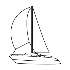 Yacht sail vector outline icon. Vector illustration sailboat on white background. Isolated outline illustration icon of yacht sail .