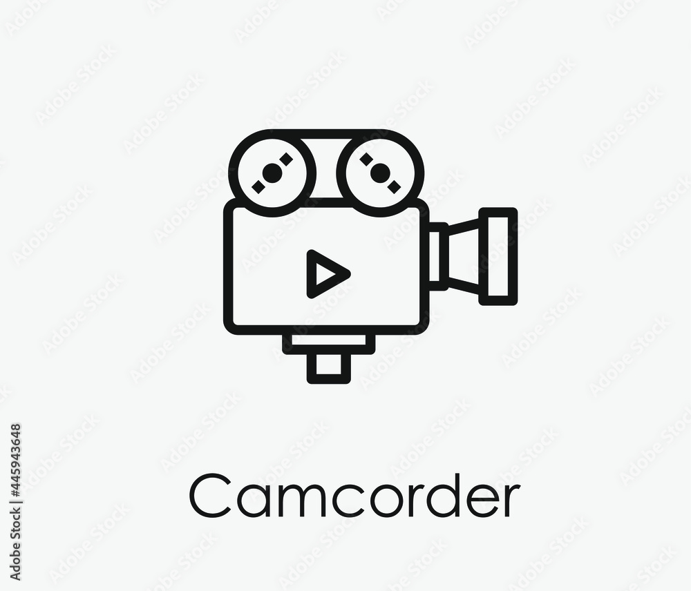 Poster camcorder vector icon. editable stroke. symbol in line art style for design, presentation, website o
