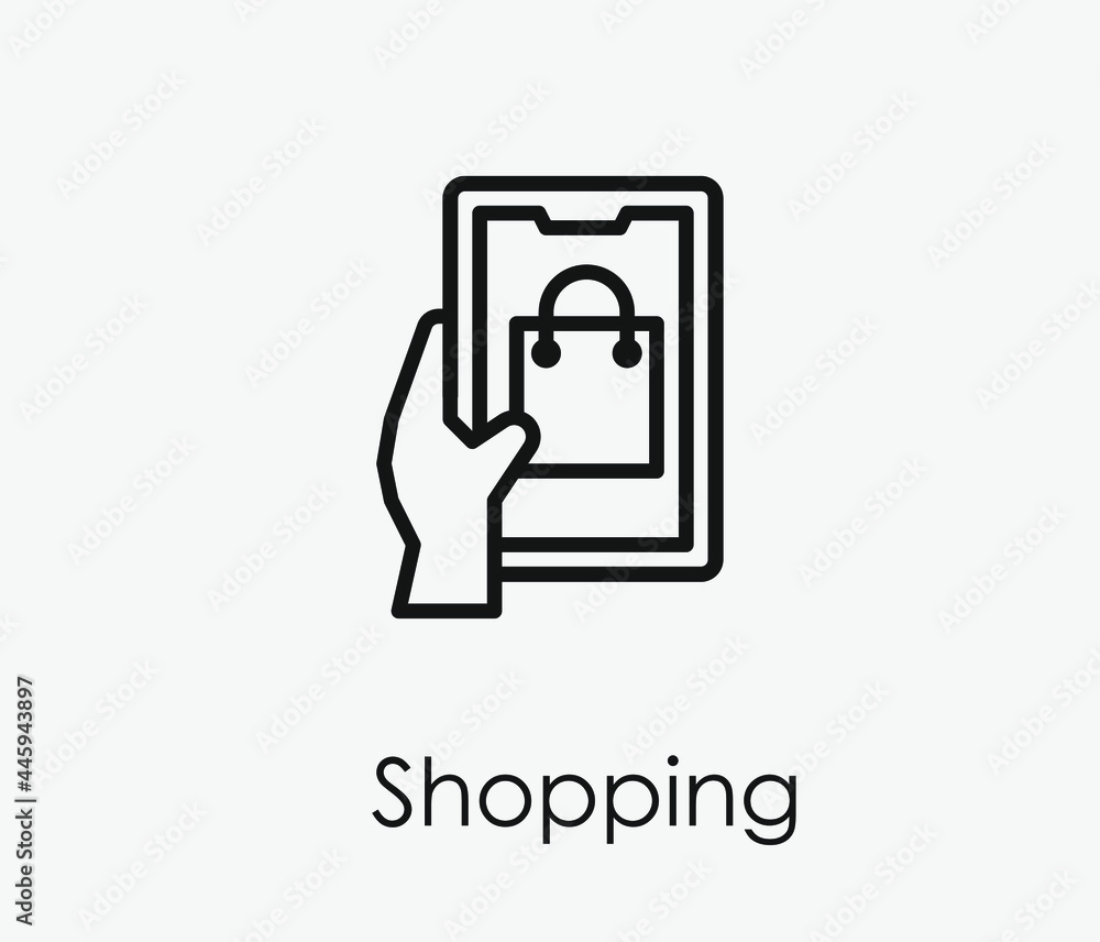 Poster online shopping vector icon. editable stroke. symbol in line art style for design, presentation, web