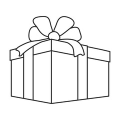 Giftbox vector outline icon. Vector illustration box gift on white background. Isolated outline illustration icon of giftbox.
