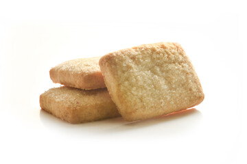 Stack of butter cookies set isolated on white background
