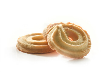 Stack of butter cookies set isolated on white background
