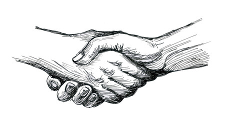 Handshake, the deal took place. Greetings from two people. © ozrolf