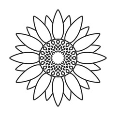 Sunflower vector outline icon. Vector illustration san flower on white background. Isolated outline illustration icon of sunflower.