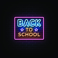 back to school neon text. neon sign symbol