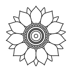 Sunflower vector outline icon. Vector illustration san flower on white background. Isolated outline illustration icon of sunflower.