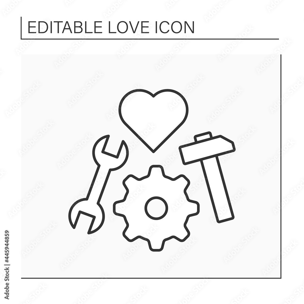 Poster relationship line icon. work on healthy relationships. tools. avoiding conflicts and improving roman