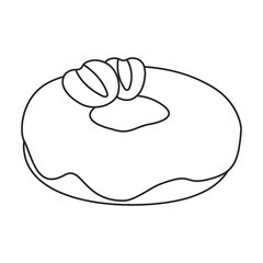 Doughnut vector outline icon. Vector illustration donut on white background. Isolated outline illustration icon of doughnut.