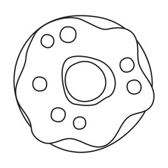 Doughnut vector outline icon. Vector illustration donut on white background. Isolated outline illustration icon of doughnut.
