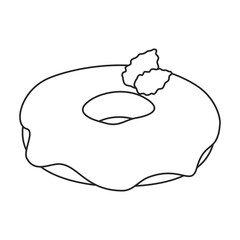 Doughnut vector outline icon. Vector illustration donut on white background. Isolated outline illustration icon of doughnut.