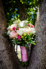 wedding bouquet on a tree