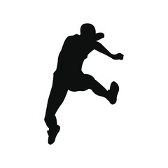 Fototapeta na wymiar Hurdle jump black silhouette vector png isolated on white background. football player jump.