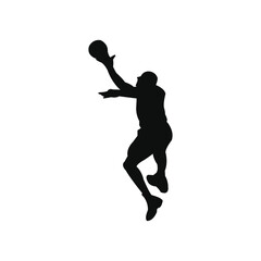 Fototapeta na wymiar basketball player black silhouette vector png isolated on white background