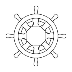 Ship wheel vector outline icon. Vector illustration helm on white background. Isolated outline illustration icon of ship wheel .