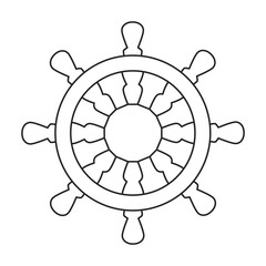 Ship wheel vector outline icon. Vector illustration helm on white background. Isolated outline illustration icon of ship wheel .
