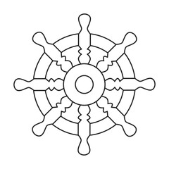 Ship wheel vector outline icon. Vector illustration helm on white background. Isolated outline illustration icon of ship wheel .