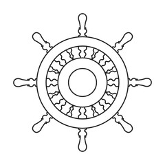 Ship wheel vector outline icon. Vector illustration helm on white background. Isolated outline illustration icon of ship wheel .